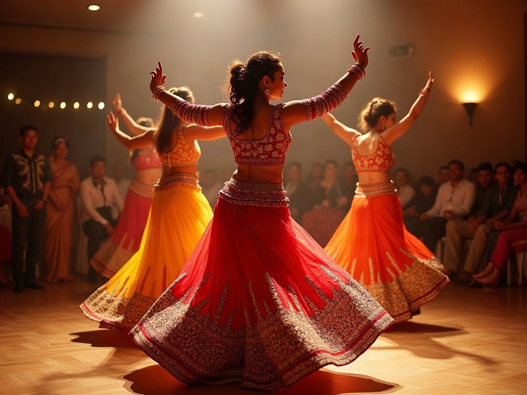 Bollywood dance troupe performing at a wedding reception in Singapore