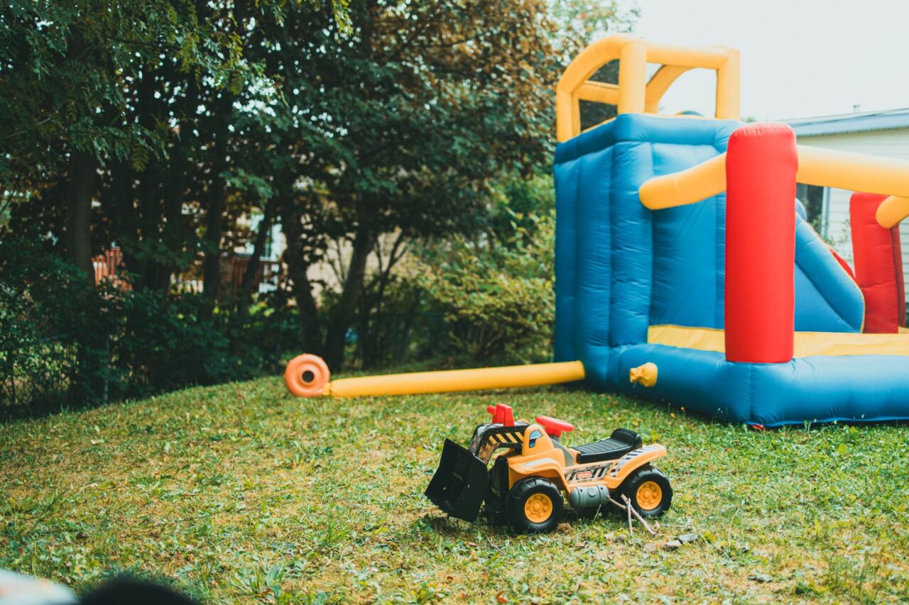 Kids Entertainment: Backyard inflatable play setup for kids